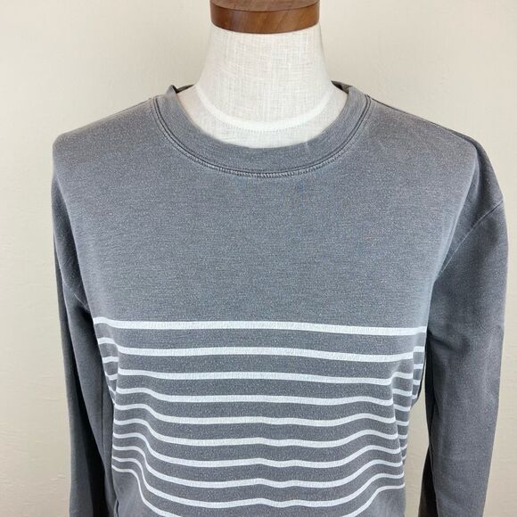 Sundry Gray Striped Crewneck Sweatshirt - Picture 3 of 6